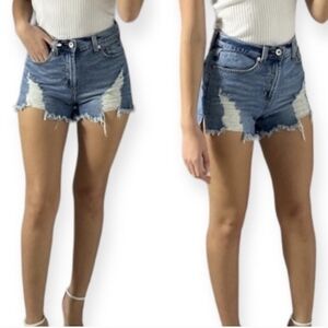 Kendall & Kylie Icon Shorts Denim Distressed Jean Shorts Size 7 28 Booty 3 In